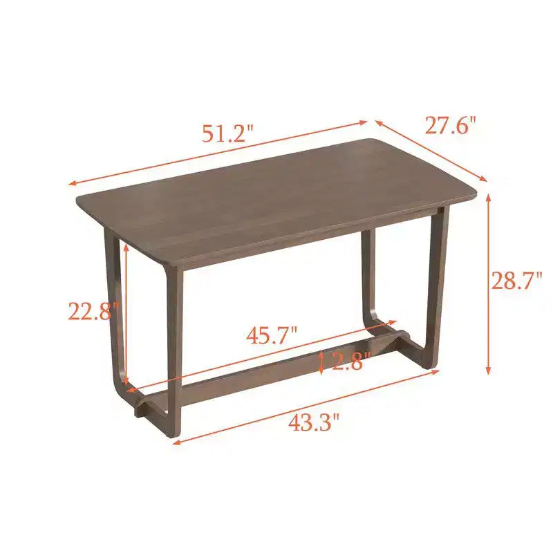 Famapy Mid-Century Solid Rubber Wood Home Office Desk with Rounded Corners,Modern Writing Desk,Minimalist Writing & Computer Workstation Desk