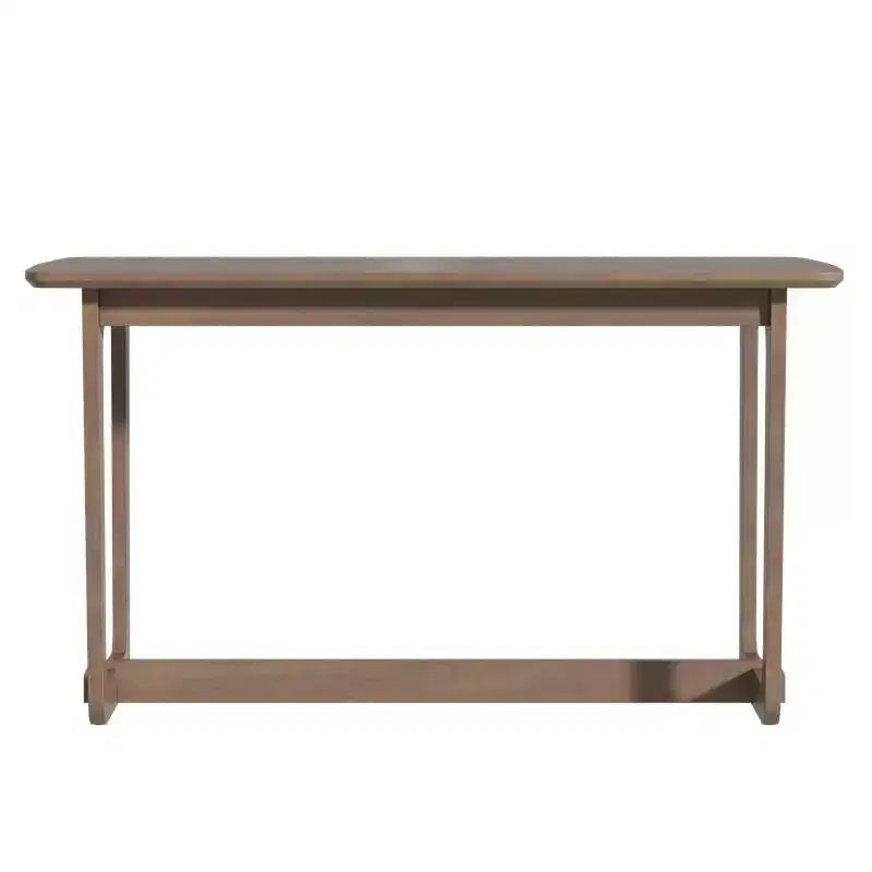 Famapy Mid-Century Solid Rubber Wood Home Office Desk with Rounded Corners,Modern Writing Desk,Minimalist Writing & Computer Workstation Desk