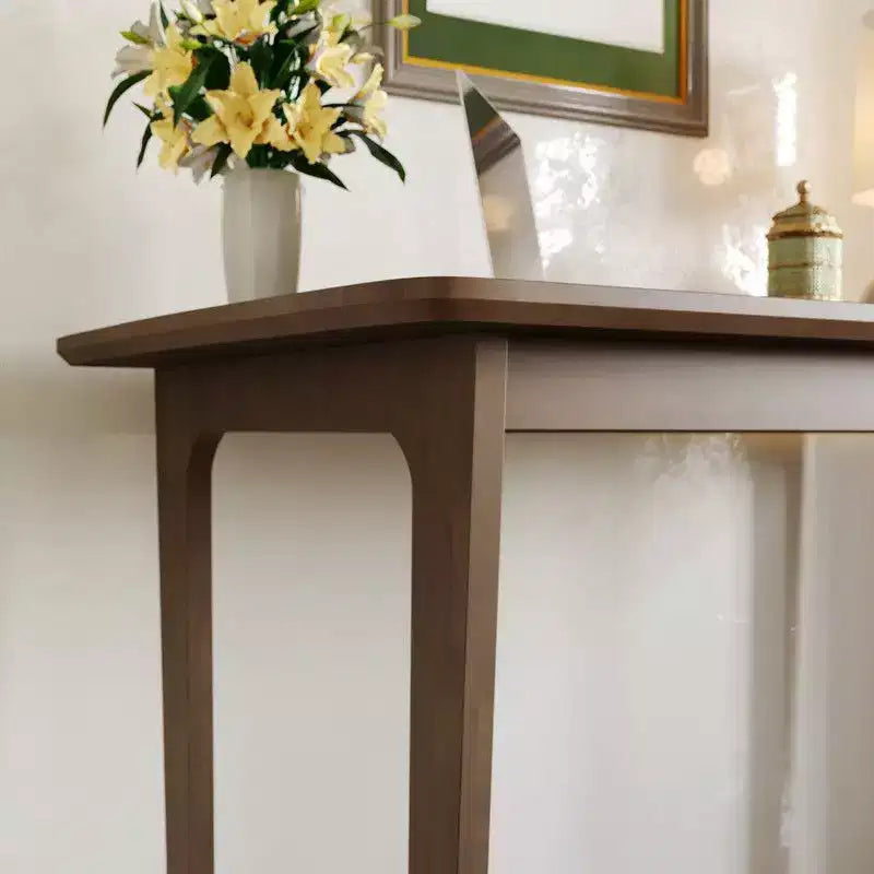 Famapy Mid-Century Solid Rubber Wood Home Office Desk with Rounded Corners,Modern Writing Desk,Minimalist Writing & Computer Workstation Desk