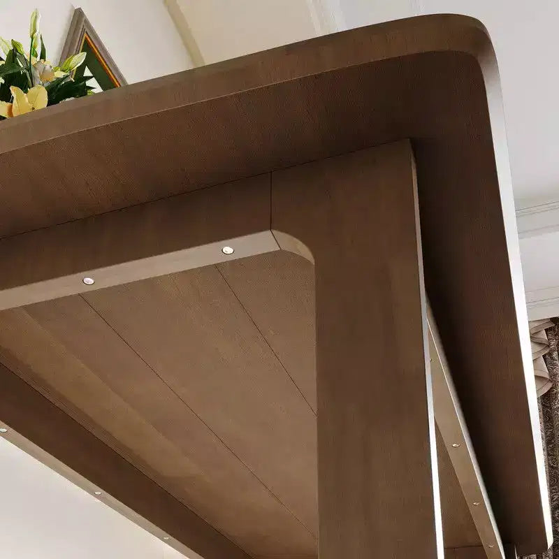 Famapy Mid-Century Solid Rubber Wood Home Office Desk with Rounded Corners,Modern Writing Desk,Minimalist Writing & Computer Workstation Desk