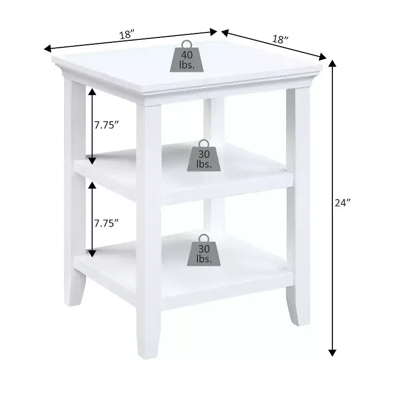 HomeStock 24 in.H White Color Rectangle Wood Table Top End Table 1 -piece