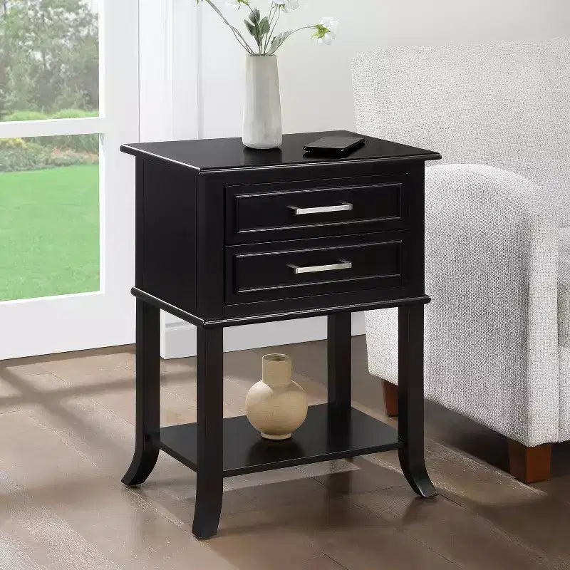 HomeStock 28.75 in.H Black Color Rectangle Wood Table Top End Table 1 -piece
