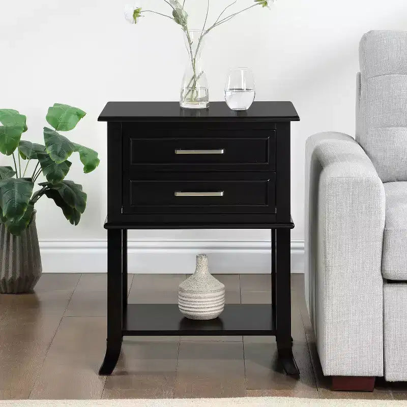 HomeStock 28.75 in.H Black Color Rectangle Wood Table Top End Table 1 -piece