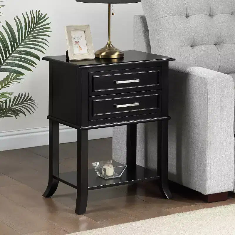 HomeStock 28.75 in.H Black Color Rectangle Wood Table Top End Table 1 -piece