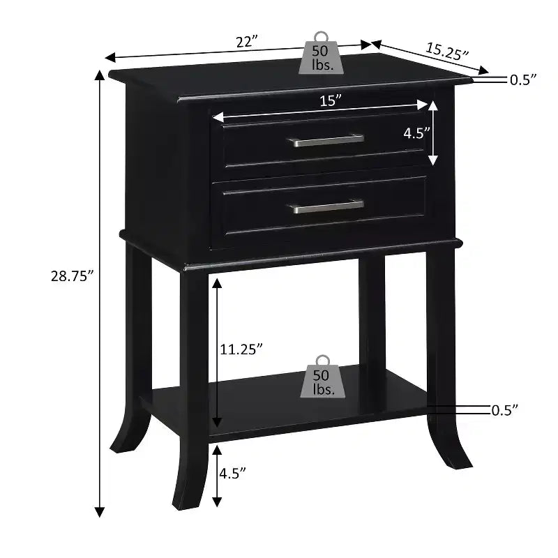 HomeStock 28.75 in.H Black Color Rectangle Wood Table Top End Table 1 -piece