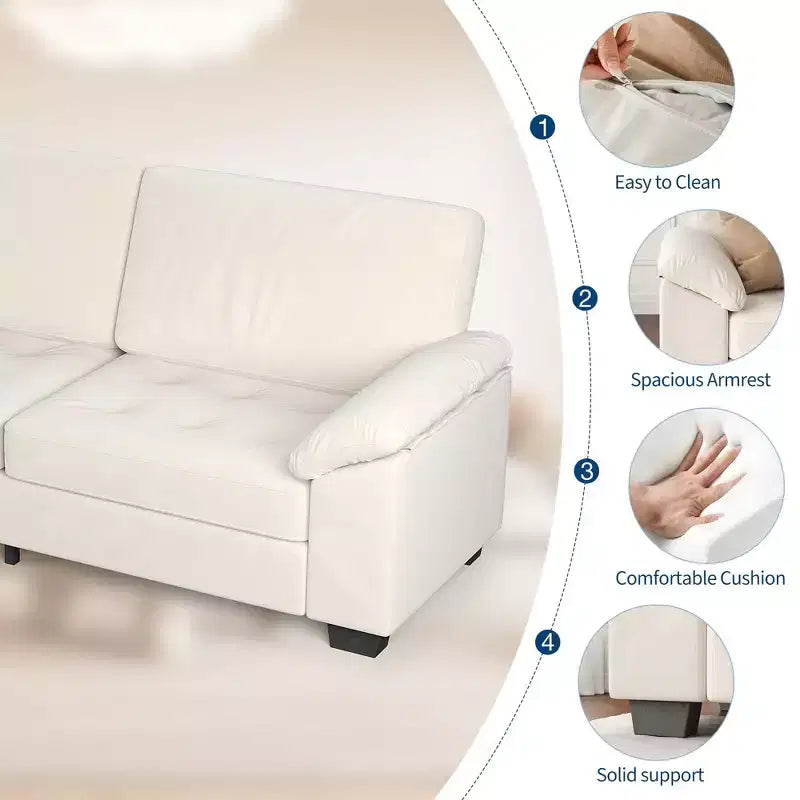 90 3 Seater Sofa Counch Velvet Upholstered Oversized Loveseat with Soft Spacious Armrests