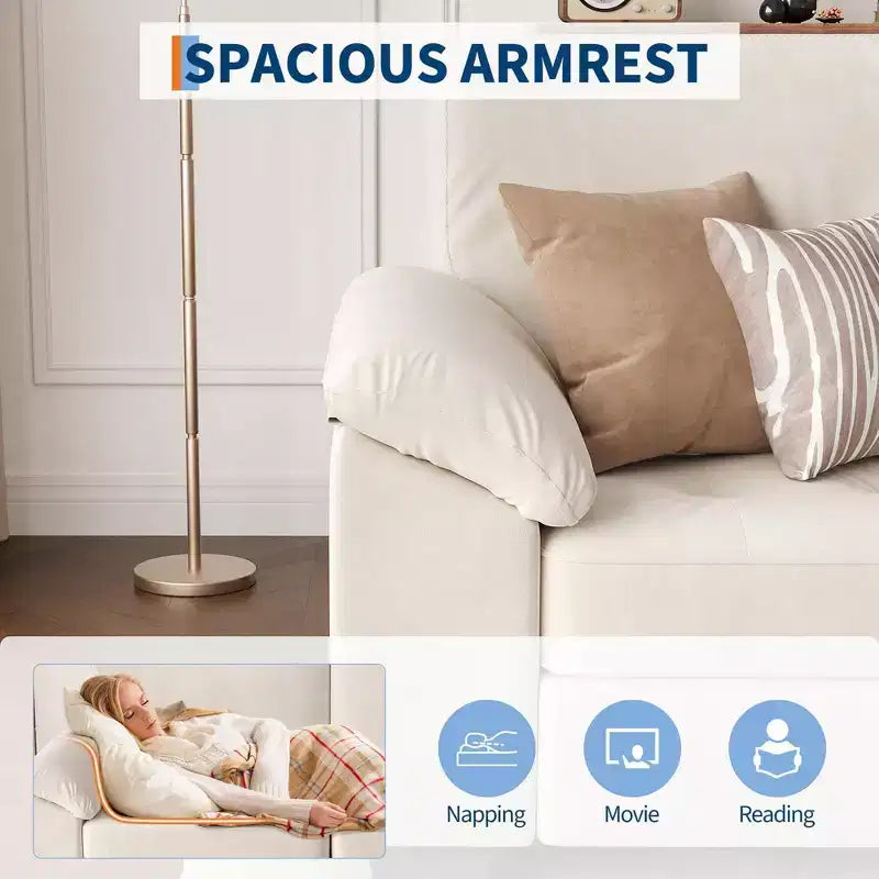 90 3 Seater Sofa Counch Velvet Upholstered Oversized Loveseat with Soft Spacious Armrests