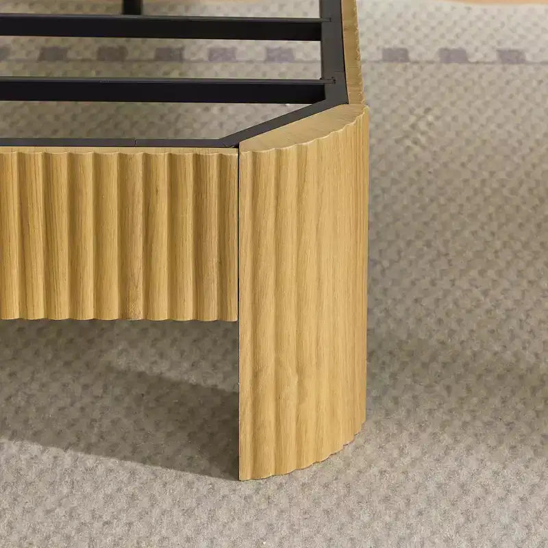 ModernLuxe Queen/Full XL Size Bed Frame with Storage Headboard, Built-in Charging Station, Wavy Design, Quiet Support