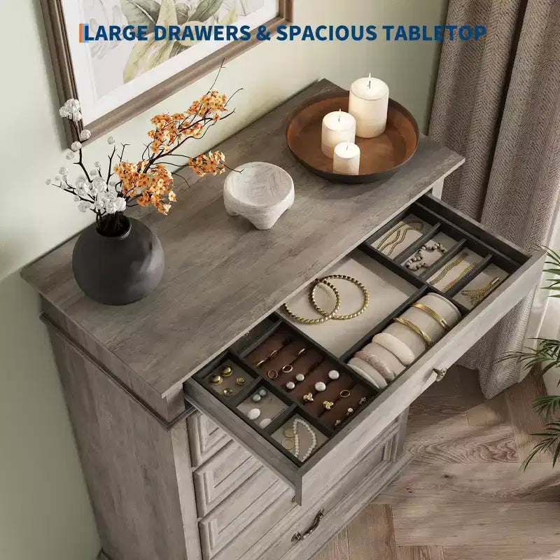 7 Drawer Dresser,Modern Wooden Storage Chest of Drawers,Dresser TV Stand,Wood Drawer Organizer with Rustic Handles for Bedroom,Living Room,Hallway