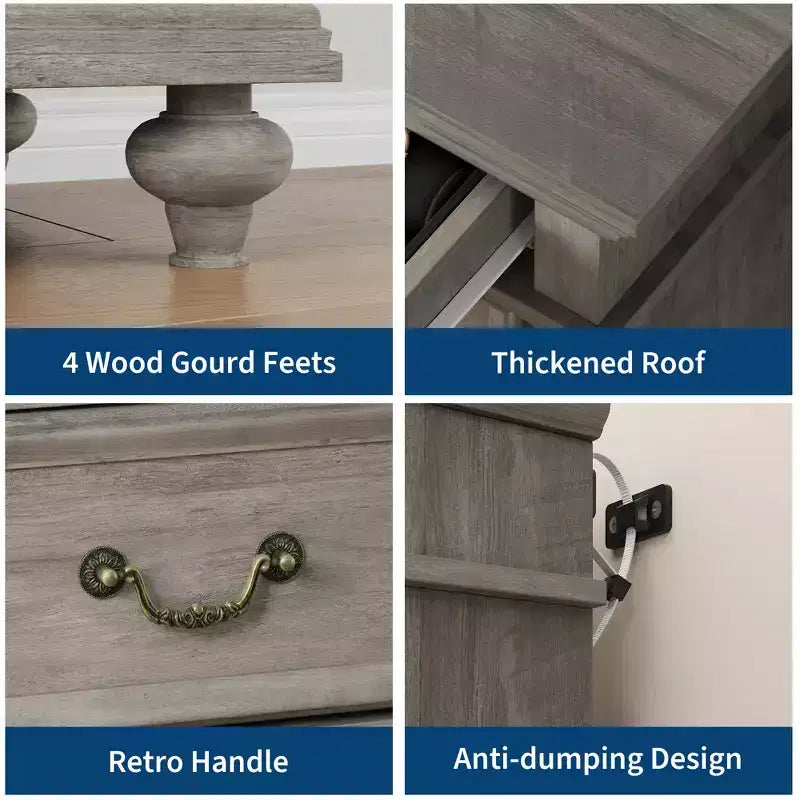 7 Drawer Dresser,Modern Wooden Storage Chest of Drawers,Dresser TV Stand,Wood Drawer Organizer with Rustic Handles for Bedroom,Living Room,Hallway