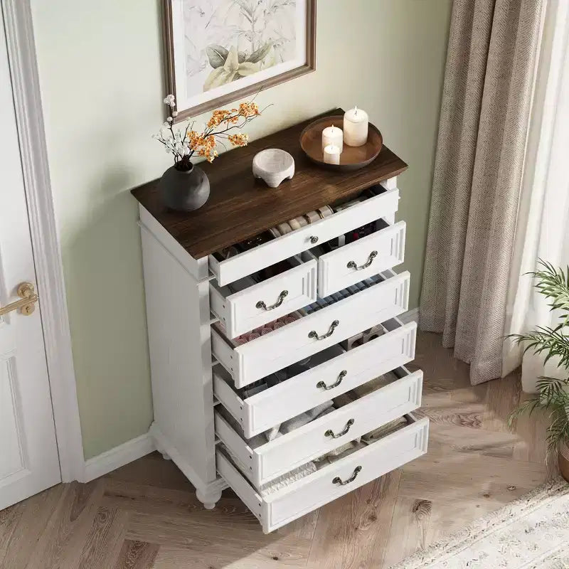 7 Drawer Dresser,Modern Wooden Storage Chest of Drawers,Dresser TV Stand,Wood Drawer Organizer with Rustic Handles for Bedroom,Living Room,Hallway