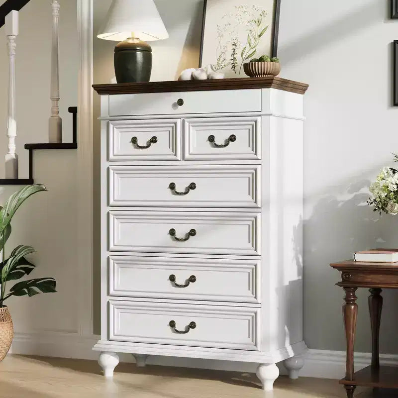7 Drawer Dresser,Modern Wooden Storage Chest of Drawers,Dresser TV Stand,Wood Drawer Organizer with Rustic Handles for Bedroom,Living Room,Hallway