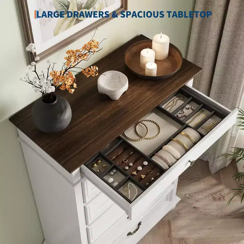 7 Drawer Dresser,Modern Wooden Storage Chest of Drawers,Dresser TV Stand,Wood Drawer Organizer with Rustic Handles for Bedroom,Living Room,Hallway
