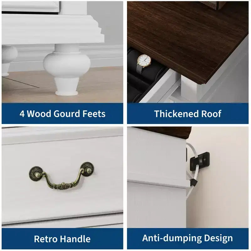 7 Drawer Dresser,Modern Wooden Storage Chest of Drawers,Dresser TV Stand,Wood Drawer Organizer with Rustic Handles for Bedroom,Living Room,Hallway