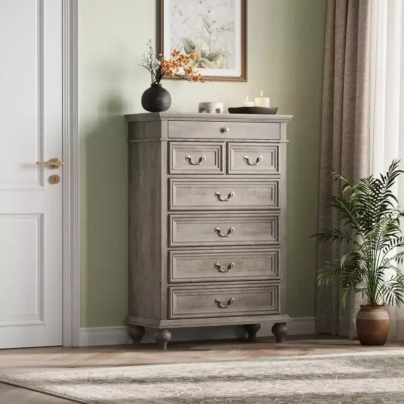 7 Drawer Dresser,Modern Wooden Storage Chest of Drawers,Dresser TV Stand,Wood Drawer Organizer with Rustic Handles for Bedroom,Living Room,Hallway