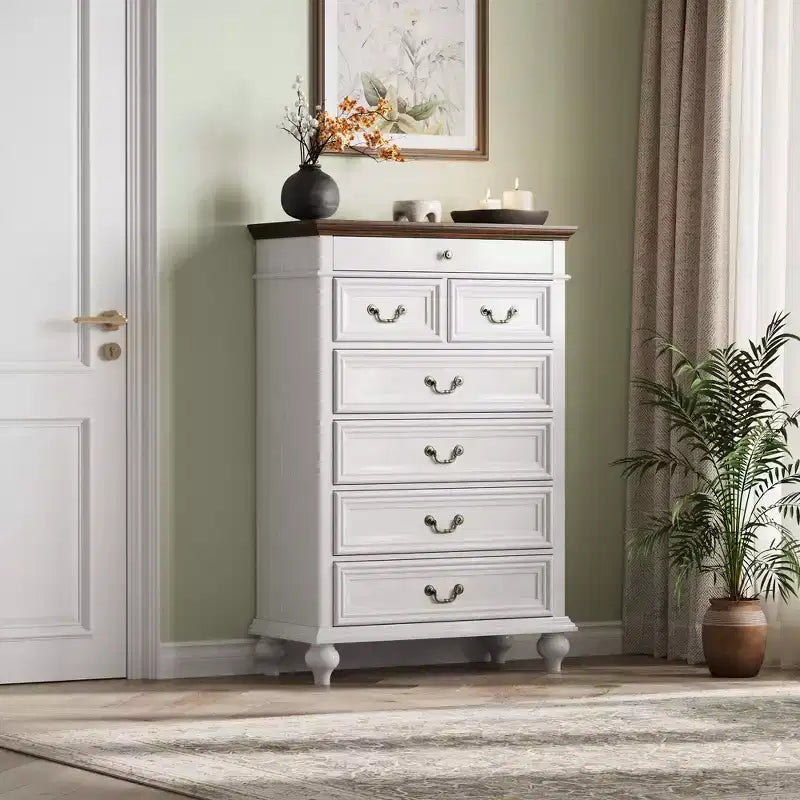 7 Drawer Dresser,Modern Wooden Storage Chest of Drawers,Dresser TV Stand,Wood Drawer Organizer with Rustic Handles for Bedroom,Living Room,Hallway