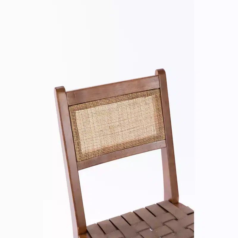 GDFStudio Karter Modern Rubberwood and Faux Leather Dining Chair with Rattan Back (Set of 2)