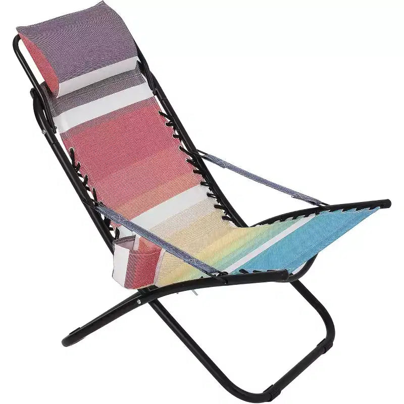 Beach Chairs for Adults, Portable Folding Chair with Headrest & Cup, Camping Chairs for Beach and Yard, Support to 250LBS Holder