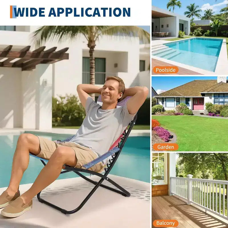 Beach Chairs for Adults, Portable Folding Chair with Headrest & Cup, Camping Chairs for Beach and Yard, Support to 250LBS Holder