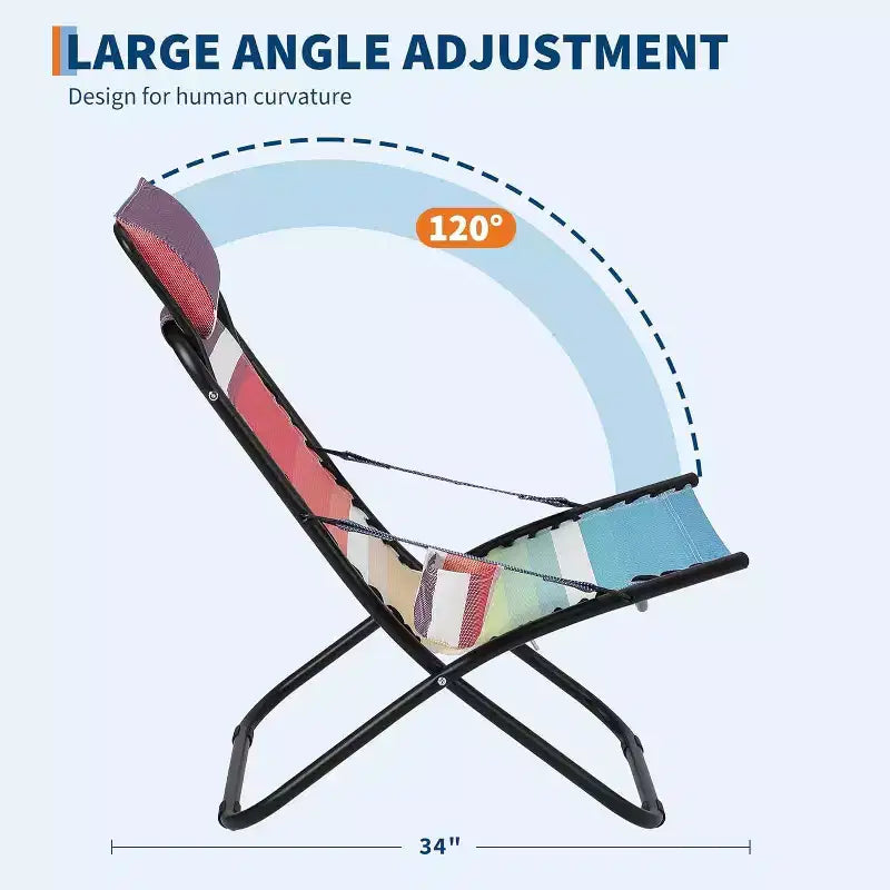 Beach Chairs for Adults, Portable Folding Chair with Headrest & Cup, Camping Chairs for Beach and Yard, Support to 250LBS Holder