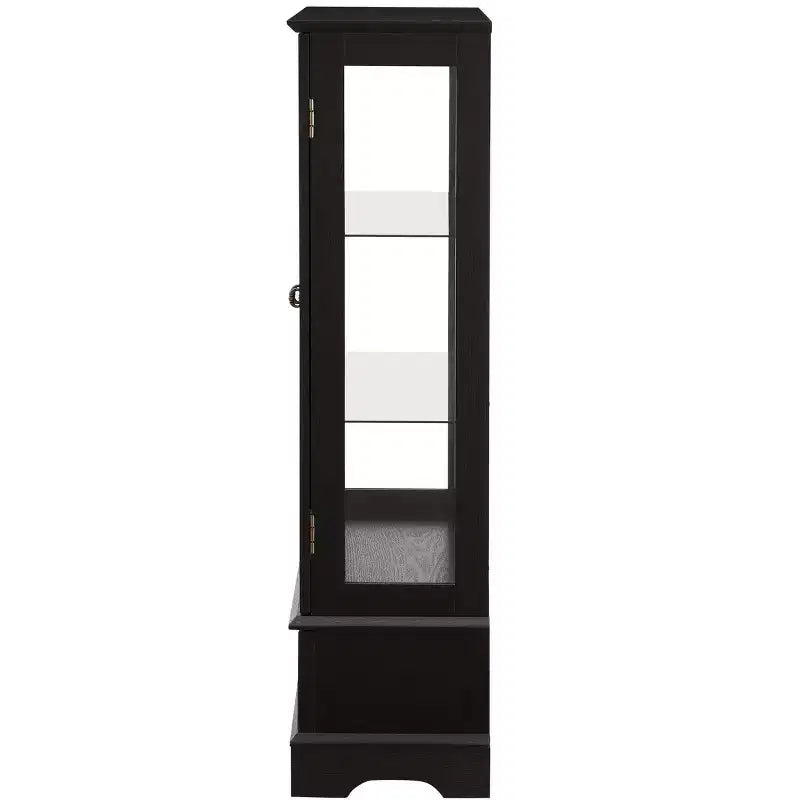 Lighted Glass Curio Cabinet with Adjustable Shelves - Elegant 2-Door Display Cabinet & Built-in Drawer, Includes Bulb
