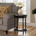 HomeStock Belmont Oval End Table 20.5 Inch, Traditional Solid Wood Accent Table with Bottom Storage Shelf for Living Room or Office Use