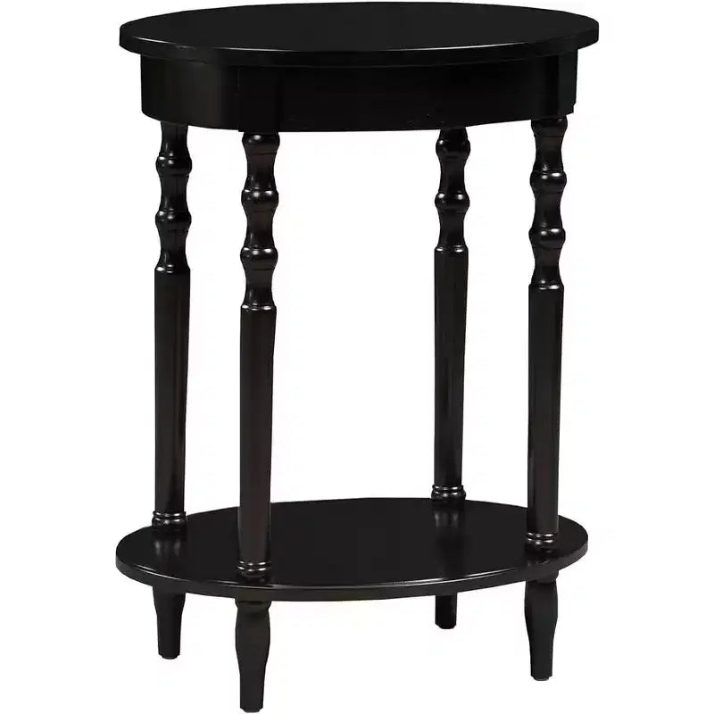 HomeStock Belmont Oval End Table 20.5 Inch, Traditional Solid Wood Accent Table with Bottom Storage Shelf for Living Room or Office Use
