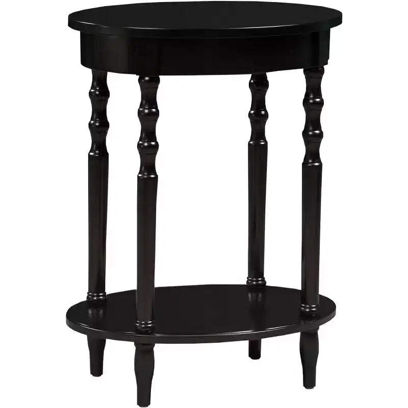 HomeStock Belmont Oval End Table 20.5 Inch, Traditional Solid Wood Accent Table with Bottom Storage Shelf for Living Room or Office Use