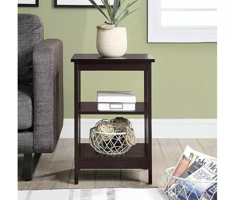 HomeStock Belmont End Table with Spacious Surface and Multiple Shelves, Functional Storage Accent Table for Books, Dcor, and Daily Living Use