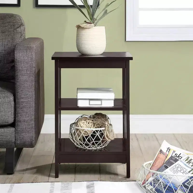 HomeStock Belmont End Table with Spacious Surface and Multiple Shelves, Functional Storage Accent Table for Books, Dcor, and Daily Living Use