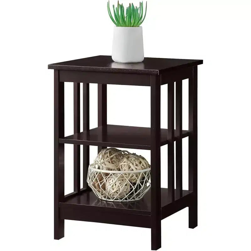 HomeStock Belmont End Table with Spacious Surface and Multiple Shelves, Functional Storage Accent Table for Books, Dcor, and Daily Living Use