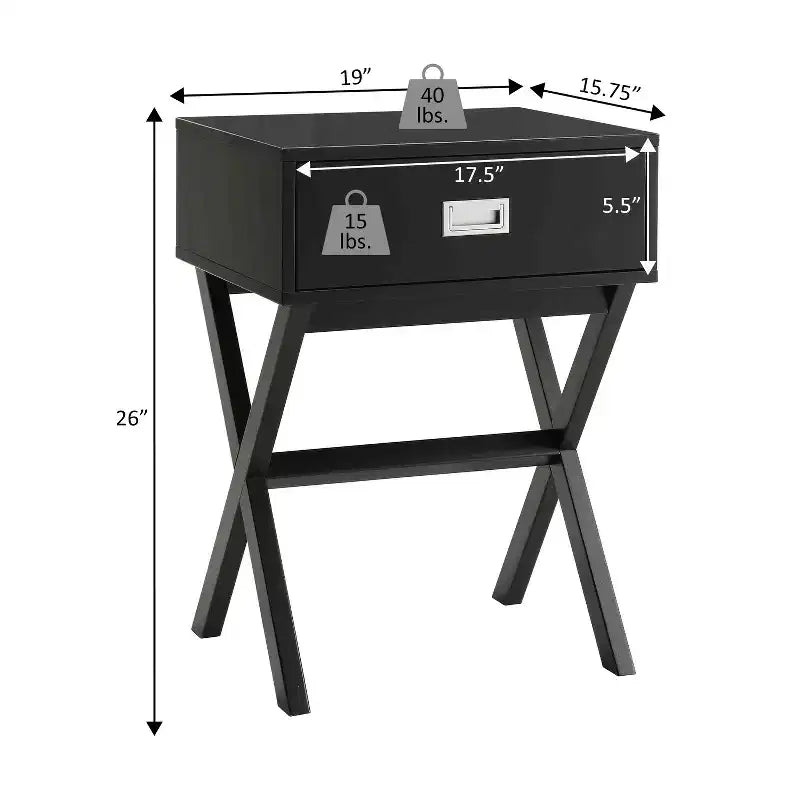 HomeStock Belmont End Table with Spacious Drawer and Wide Surface, Modern Storage Side Table for Lamps, Dcor and Everyday Living Room Use