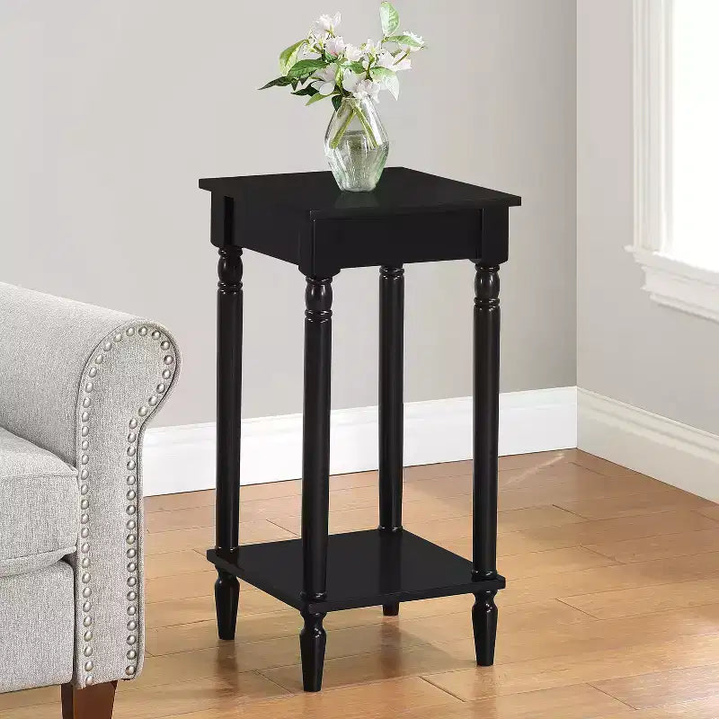 HomeStock Belmont End Table with Shelf, Two Tier Storage Side Table with Sculpted Legs for Living Room, Bedroom or Reading Nook