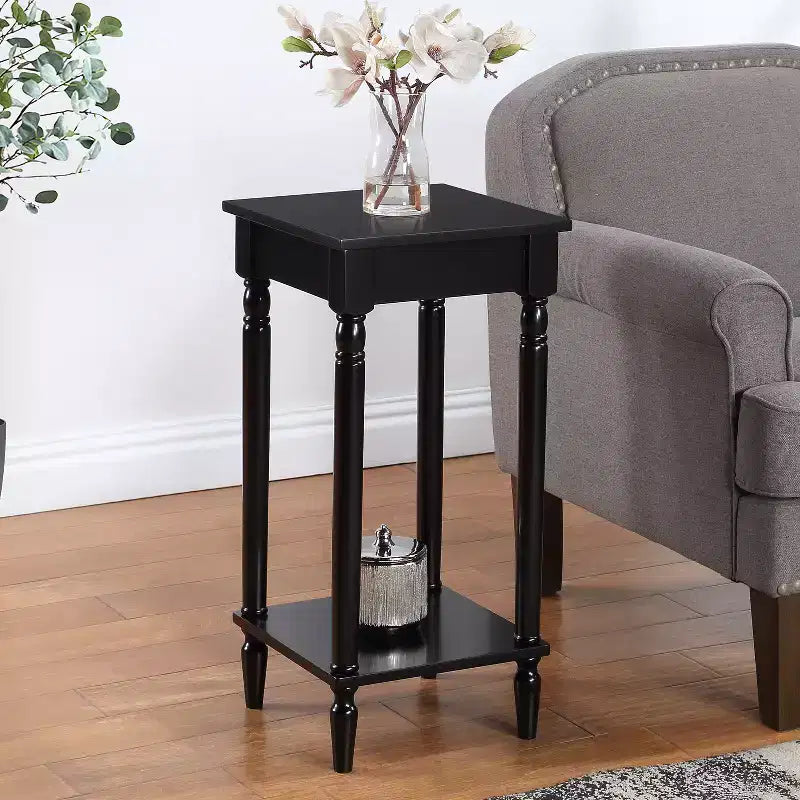 HomeStock Belmont End Table with Shelf, Two Tier Storage Side Table with Sculpted Legs for Living Room, Bedroom or Reading Nook