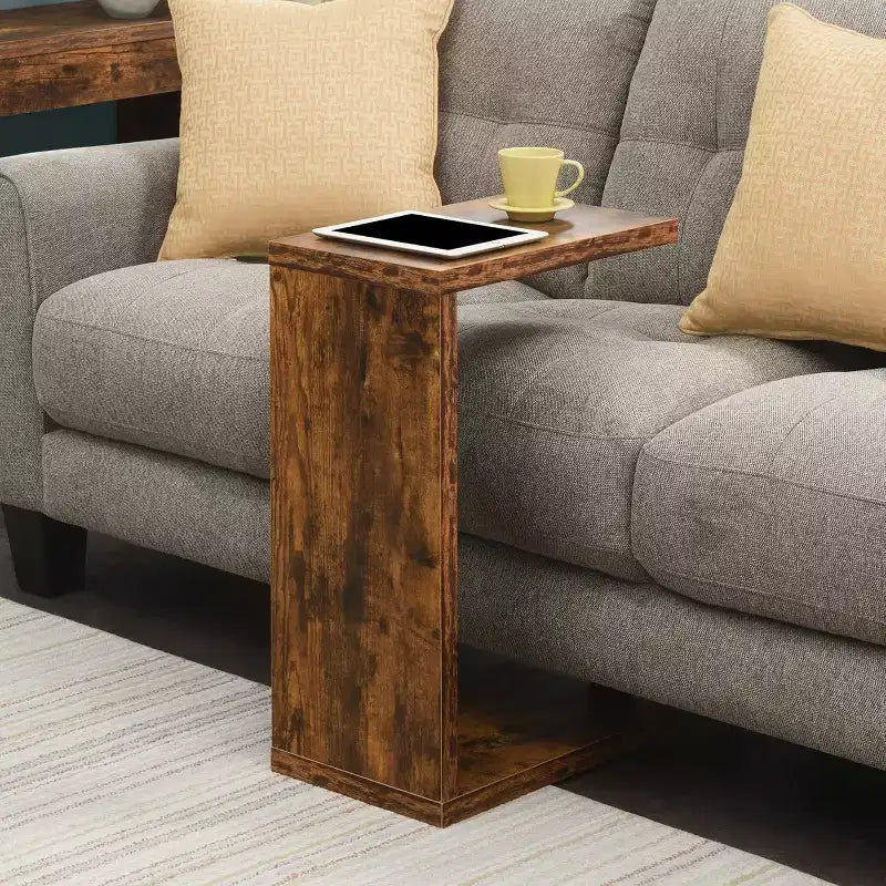 HomeStock Belmont Contemporary C Shaped End Table with Easy Sofa Access, Versatile Chairside Design and Minimalist Modern Style