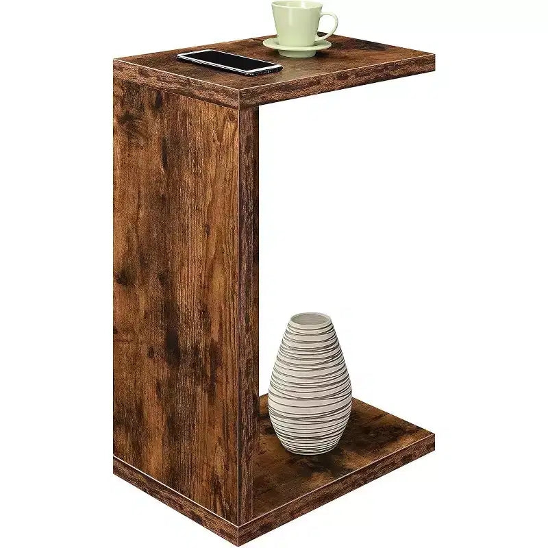 HomeStock Belmont Contemporary C Shaped End Table with Easy Sofa Access, Versatile Chairside Design and Minimalist Modern Style