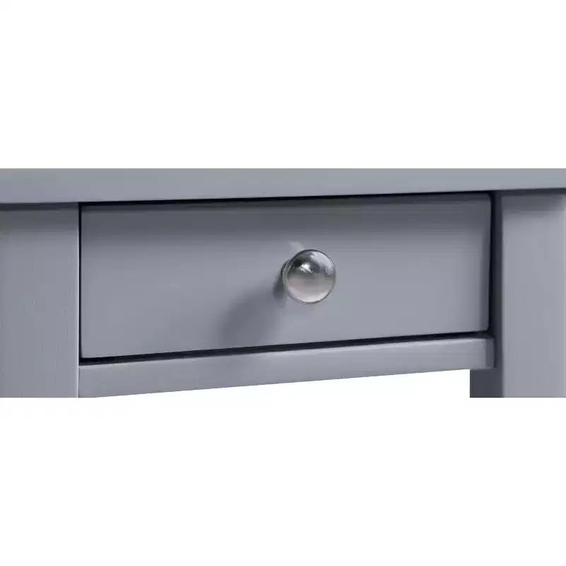 HomeStock Belmont End Table with Smooth Drawer, Nickel Knob and Three Tier Storage Shelving, Transitional Side Table for Living Room or Office