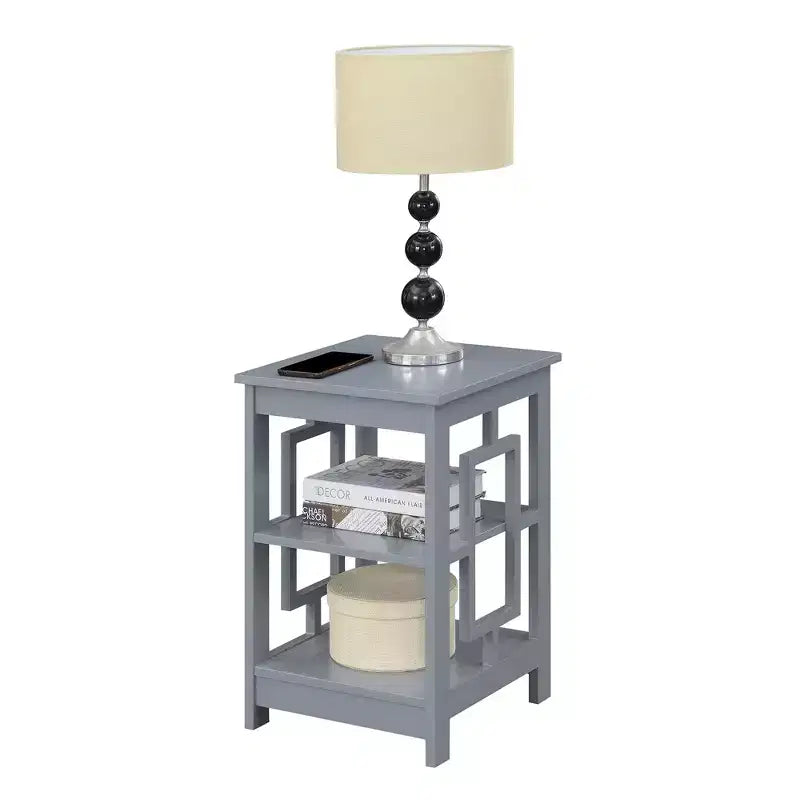 HomeStock Belmont Square End Table with Open Concept Design, Spacious Shelves and Symmetrical Frame, Modern Accent Table for Living Room