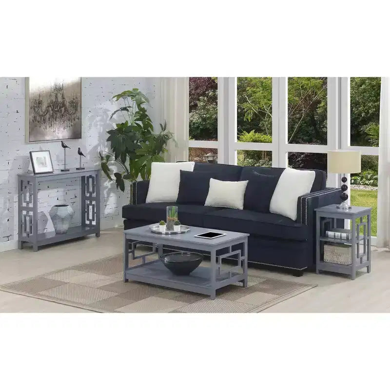 HomeStock Belmont Square End Table with Open Concept Design, Spacious Shelves and Symmetrical Frame, Modern Accent Table for Living Room