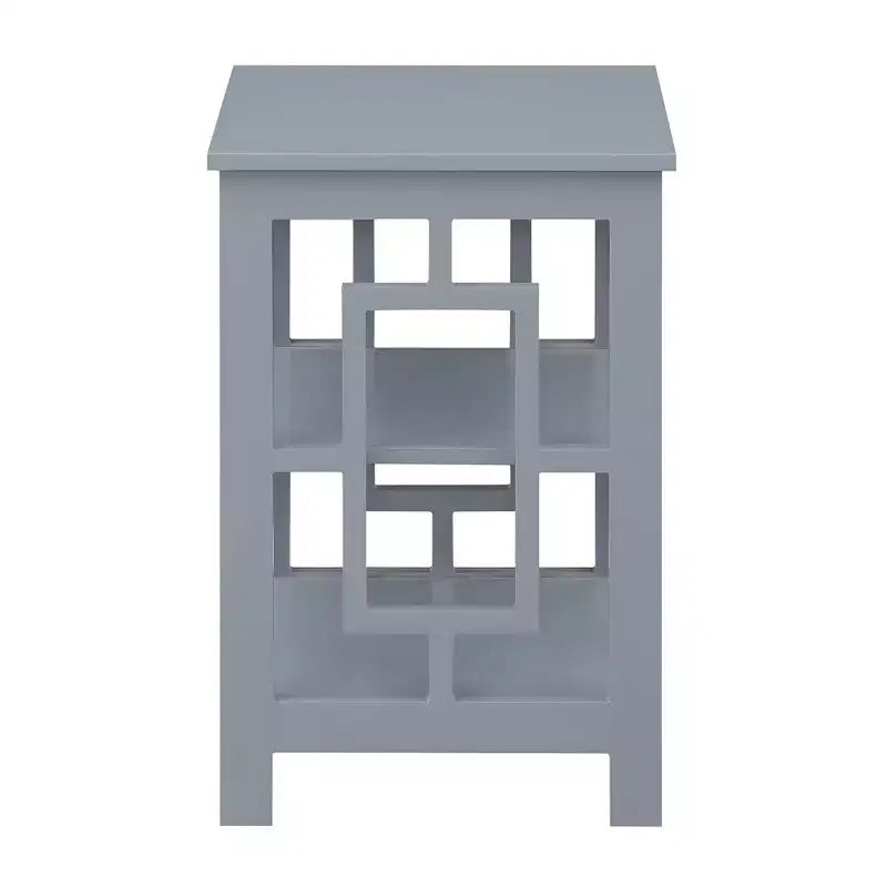 HomeStock Belmont Square End Table with Open Concept Design, Spacious Shelves and Symmetrical Frame, Modern Accent Table for Living Room