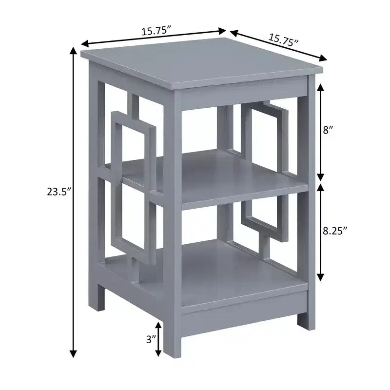 HomeStock Belmont Square End Table with Open Concept Design, Spacious Shelves and Symmetrical Frame, Modern Accent Table for Living Room