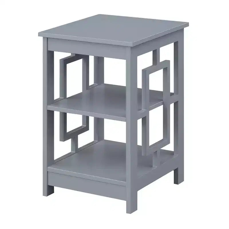 HomeStock Belmont Square End Table with Open Concept Design, Spacious Shelves and Symmetrical Frame, Modern Accent Table for Living Room