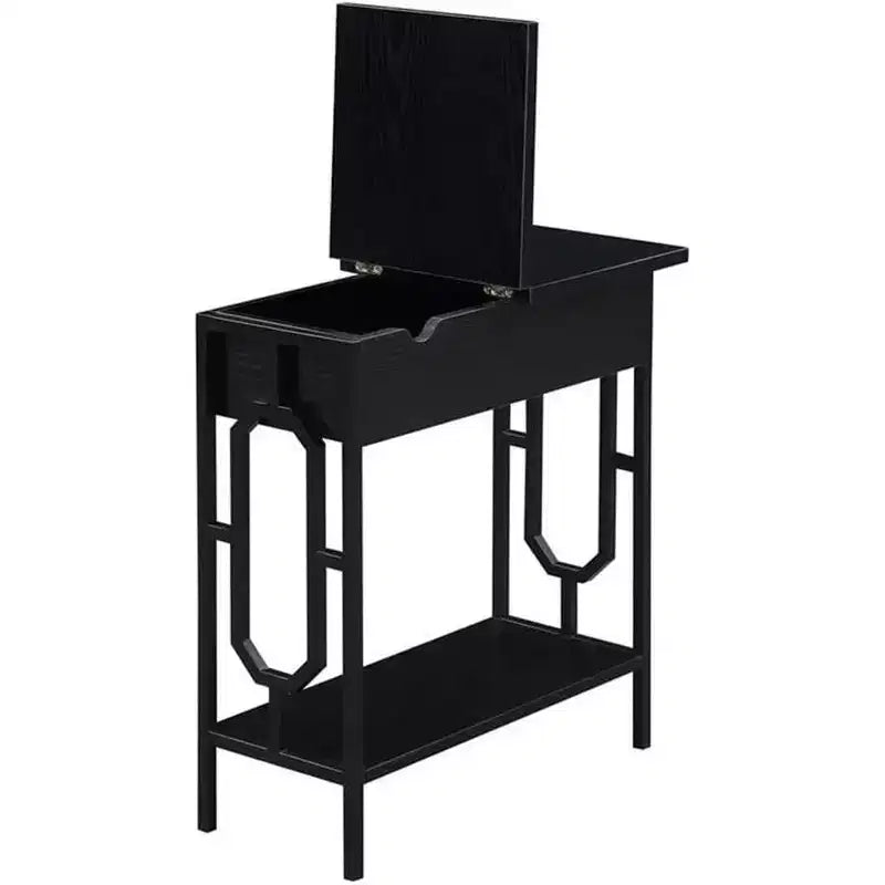 HomeStock Belmont Flip Top End Table with Hidden Charging Station, Two Outlets, Two USB Ports and Concealed Storage Compartment