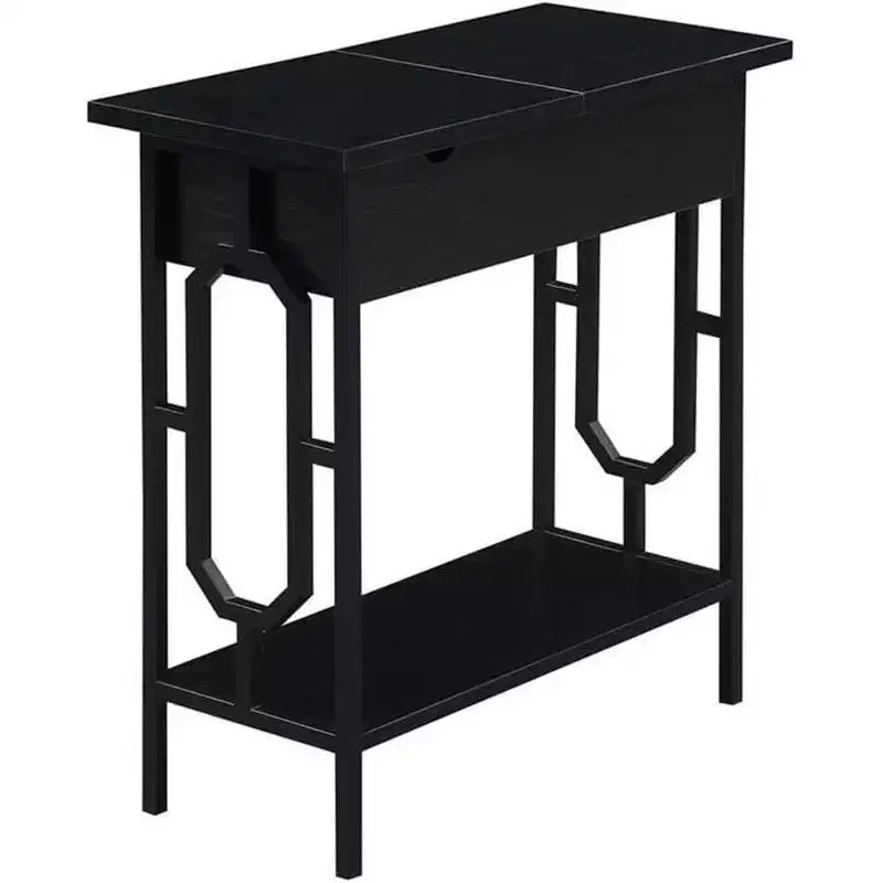 HomeStock Belmont Flip Top End Table with Hidden Charging Station, Two Outlets, Two USB Ports and Concealed Storage Compartment