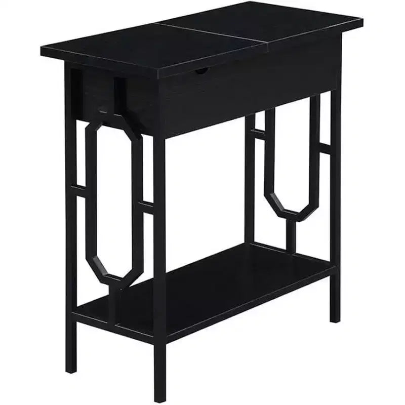 HomeStock Belmont Flip Top End Table with Hidden Charging Station, Two Outlets, Two USB Ports and Concealed Storage Compartment