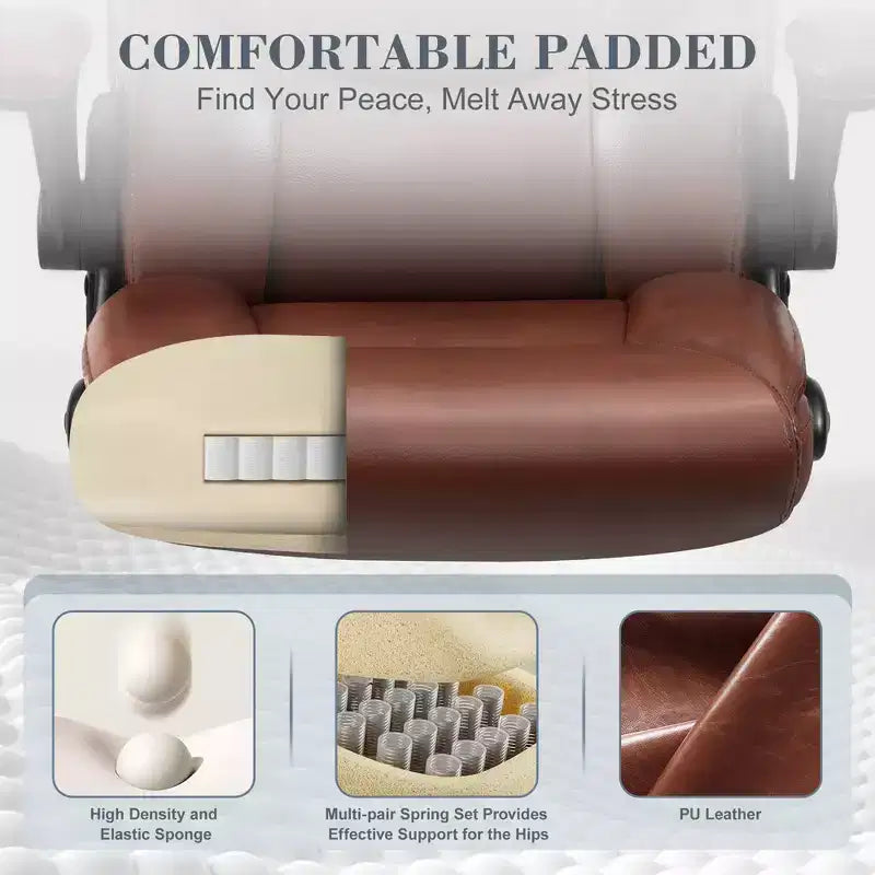 KERDOM Office Chair Computer Desk Chair, PU Leather Swivel Executive Task Chair with Adjustable Height, Brown