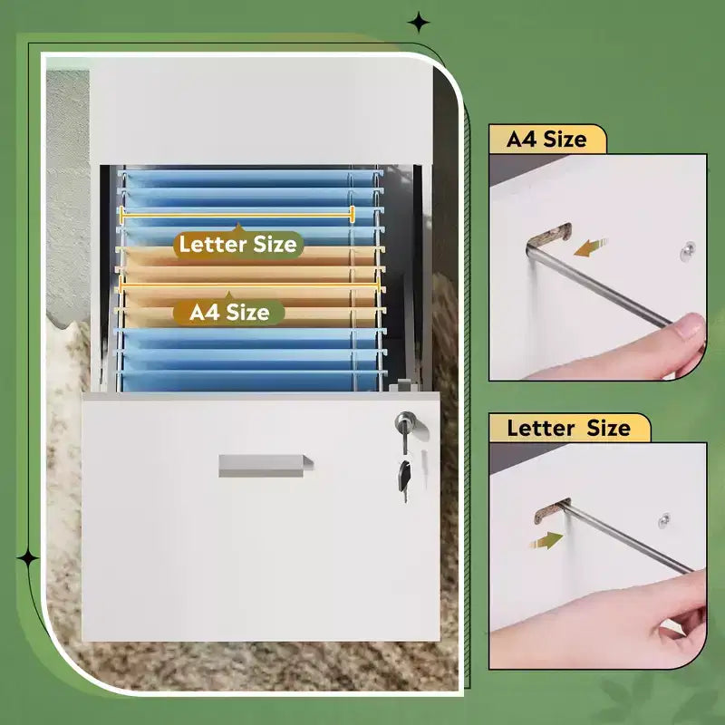 GALAXHERO 3-Drawer Vertical Wooden File Cabinet with Lock - Home Office Storage & Printer Stand for Letter/A4 Sizes