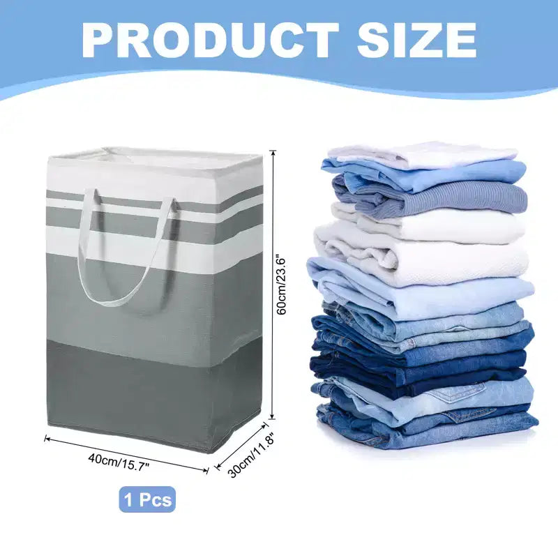 Unique Bargains Large Foldable Waterproof Travel Easy Carry Handles Laundry Basket