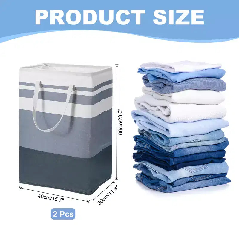Unique Bargains Large Foldable Waterproof Storage Easy Carry Handles Laundry Basket 2 Pcs