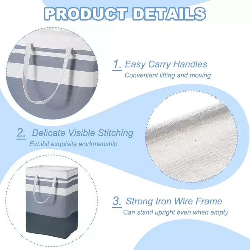 Unique Bargains Large Foldable Waterproof Storage Easy Carry Handles Laundry Basket 2 Pcs